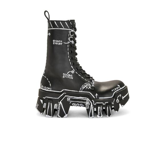 Balenciaga 'Bulldozer' Black Leather Lace Up Boots Size 7 - Picture 1 of 7